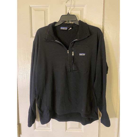 Patagonia Women's Black Long Sleeve 14 Zip Henley Sweatshirt Size L - Picture 1 of 6